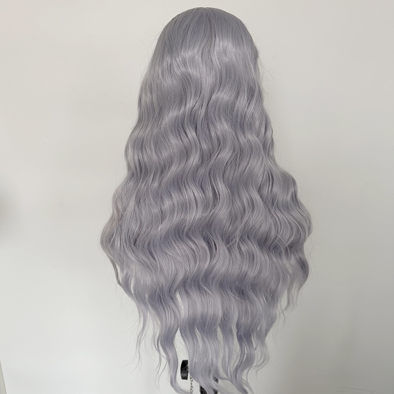 Taro Purple Long Wave 13x4 Synthetic Lace Front Wig Cosplay Taro Purple Wig