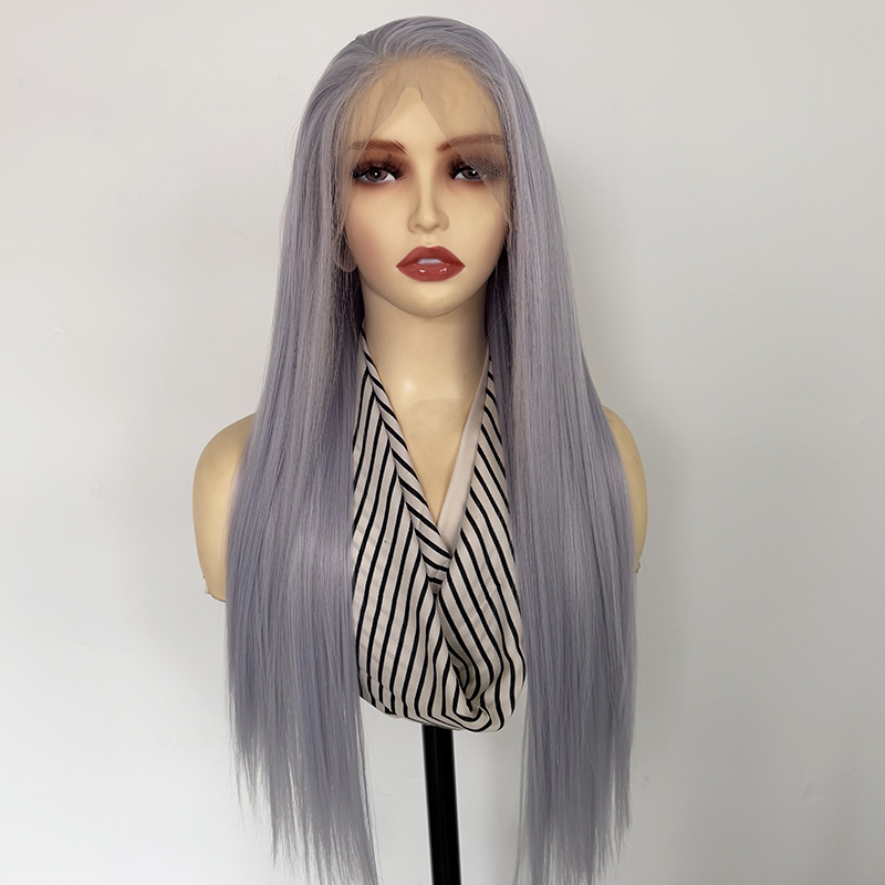 Taro Purple Long Silk Straight 13x4 Synthetic Lace Front Wig Cosplay Taro Purple Wig