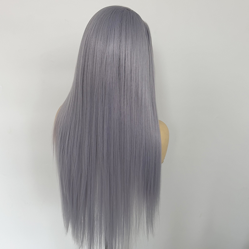 Taro Purple Long Silk Straight 13x4 Synthetic Lace Front Wig Cosplay Taro Purple Wig