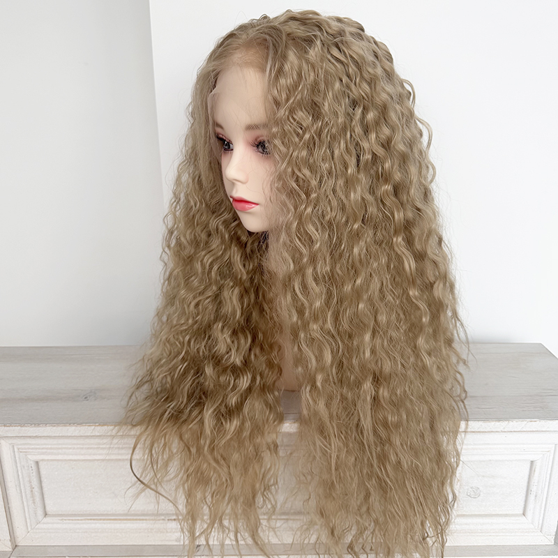 #103 Blonde Pretty Curly Full Hairstyle 13x4 Heat Resistant Fiber Synthetic Lace Wig