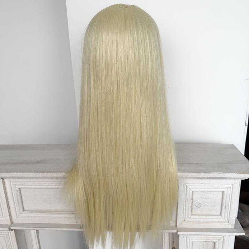 100%Kanekalon Fiber #613 Blonde Hair Color Pretty Cute Straight Full Hairstyle Heat Resistant Fiber 13x4 Synthetic Lace Wig