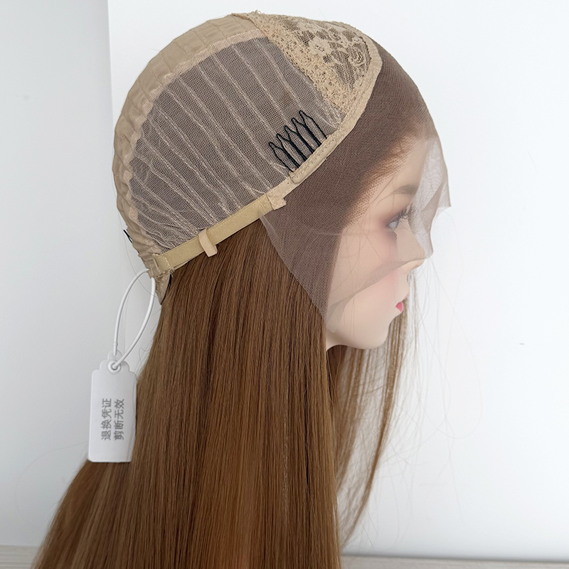 100%Kanekalon Fiber #27 Hair Color Pretty Straight Full Hairstyle 13x4 Heat Resistant Fiber Synthetic Lace Wig