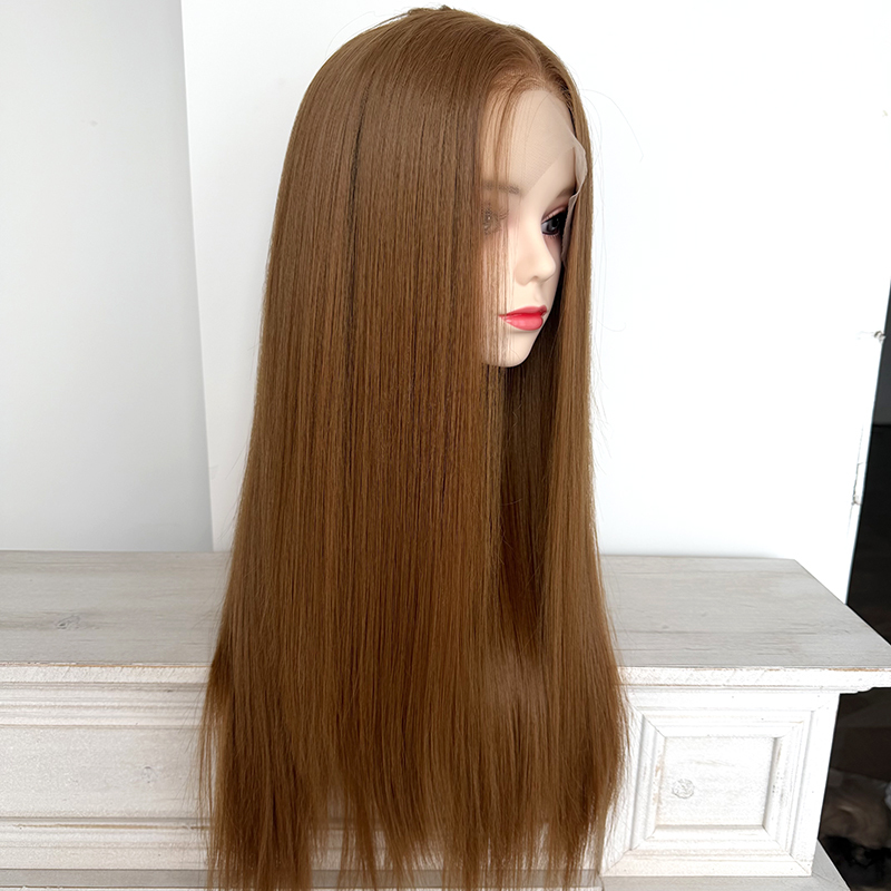 100%Kanekalon Fiber #27 Hair Color Pretty Straight Full Hairstyle 13x4 Heat Resistant Fiber Synthetic Lace Wig
