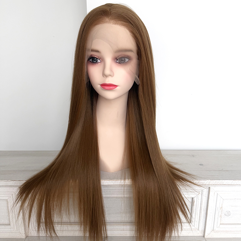 100%Kanekalon Fiber #27 Hair Color Pretty Straight Full Hairstyle 13x4 Heat Resistant Fiber Synthetic Lace Wig
