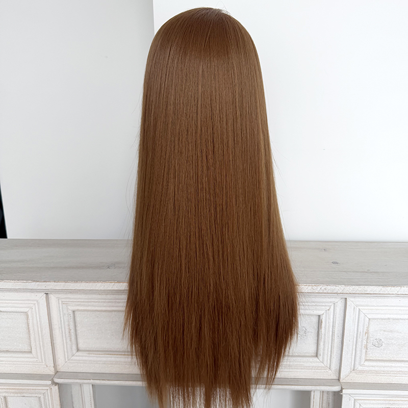 100%Kanekalon Fiber #27 Hair Color Pretty Straight Full Hairstyle 13x4 Heat Resistant Fiber Synthetic Lace Wig