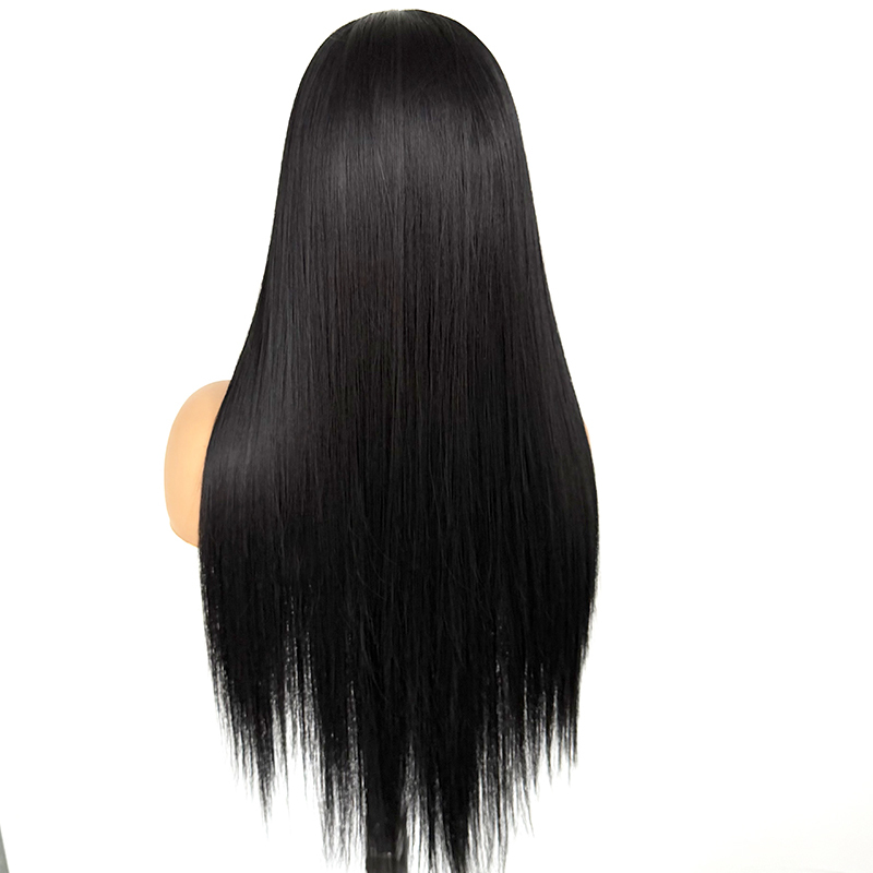 Lagos Hairline Silk Straight Natural Black 13x4 HD Lace Synthetic Wig Heat Resistant Fiber Wig