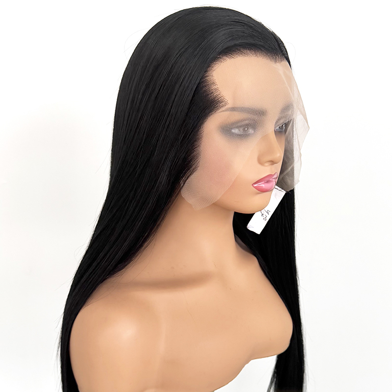 Lagos Hairline Silk Straight Natural Black 13x4 HD Lace Synthetic Wig Heat Resistant Fiber Wig