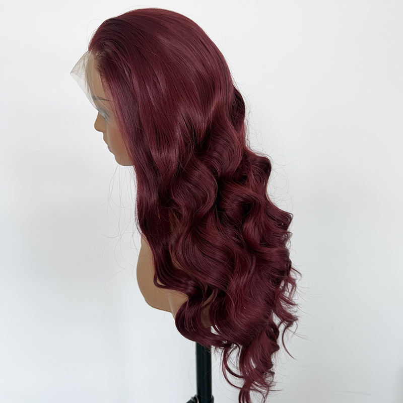 Burgundy Hair Curly Hairstyle Synthetic 13x4 Front Lace Long Curly Wig