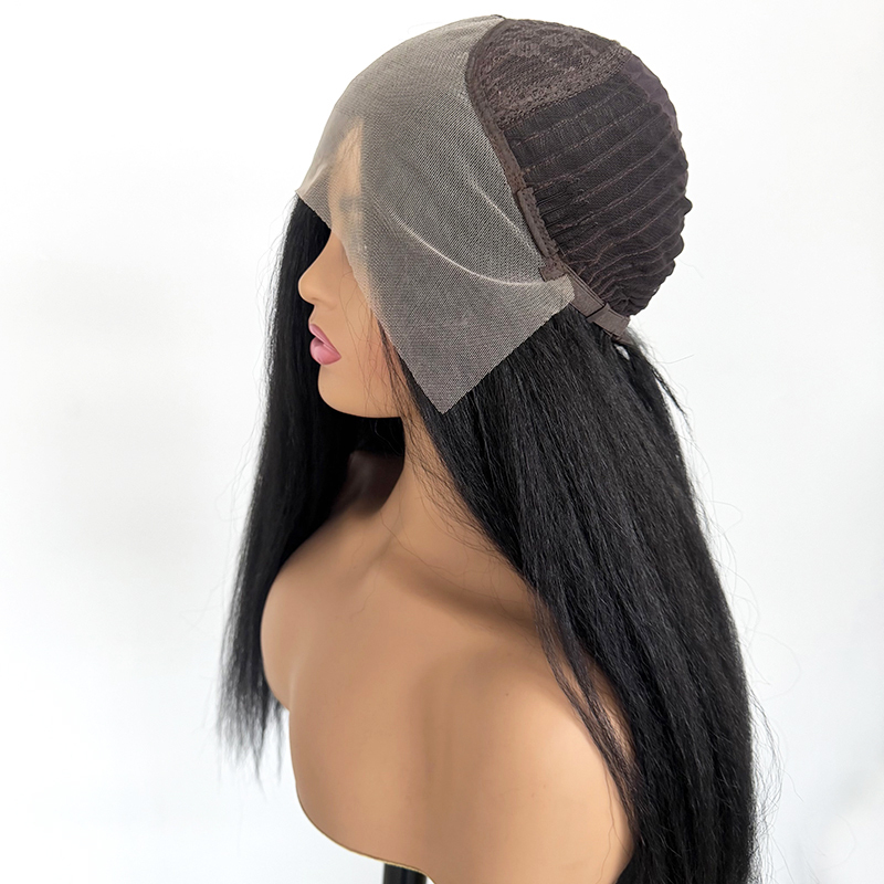 Kinky Straight Lace Front Wig Fashion Natural Heat-Resistant Glueless 26 Inch Futura Fiber Wig