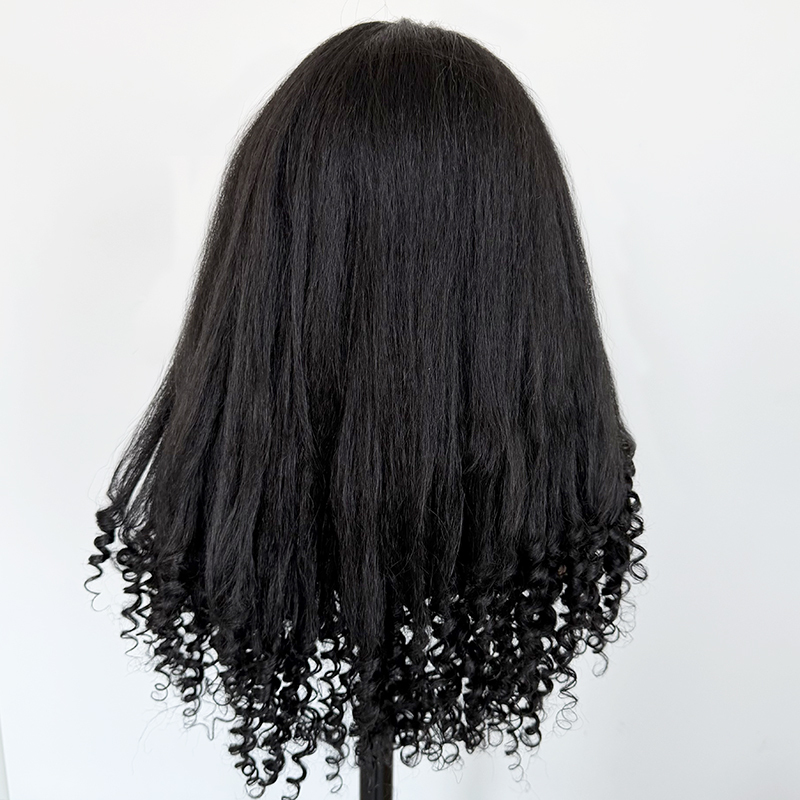 Kinky Straight With Curly Ends New Fashion Natural Heat-Resistant Glueless 26 Inch Futura Fiber Wig