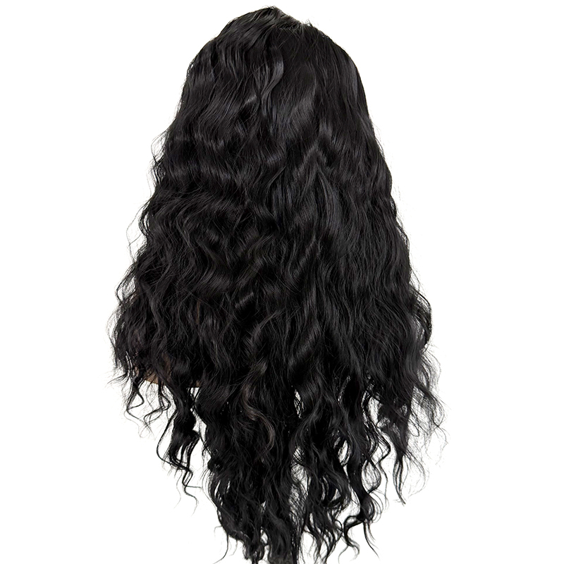 Black Natural Wave Curly Synthetic Lace Front Wigs 13x4 Lace Front Heat Resistant Fiber Wig