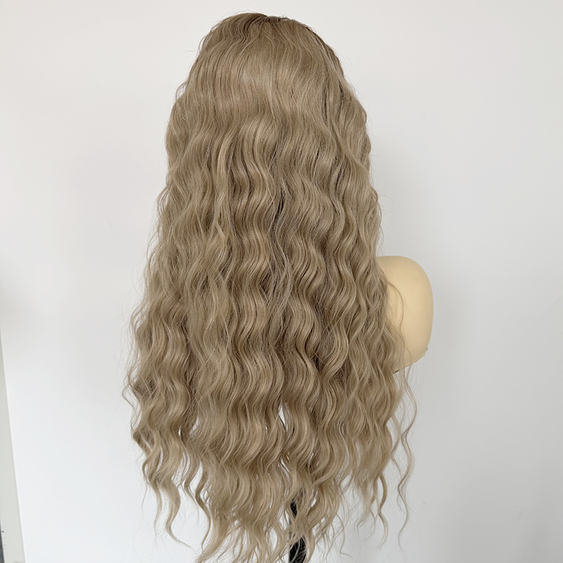 Highlight Blonde Color 13×4 Lace Long Wavy Synthetic Wigs Ombre Blonde Blend Hair Lace Front Wigs