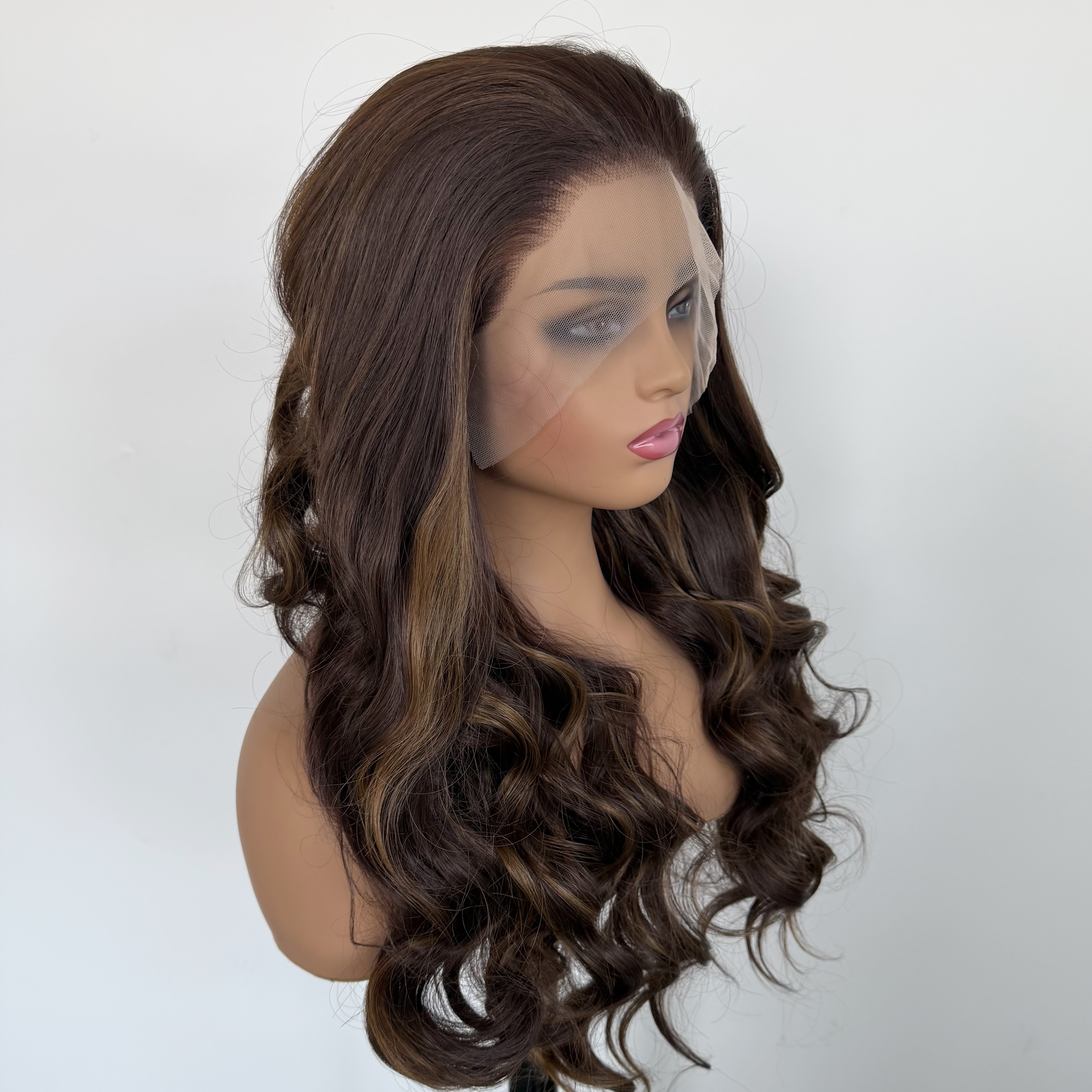 Highlight Beautiful Curly 13x4 Lace Front Synthetic Lace Wig Big Wave Curl Blend Hair Wig