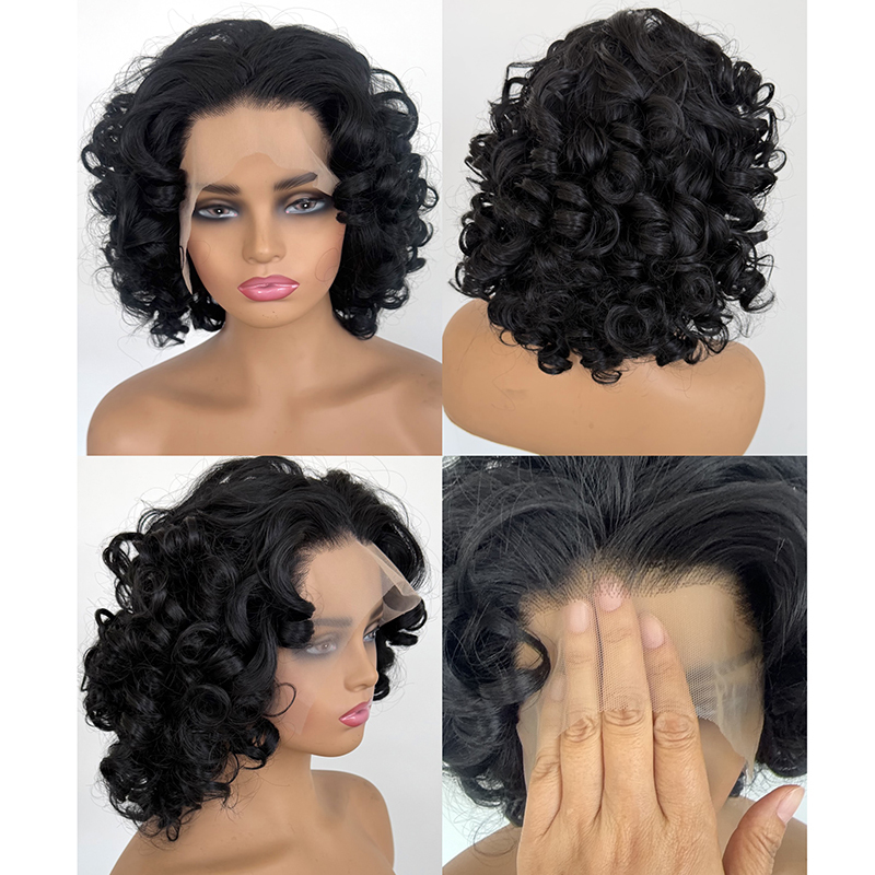 SIMPLE CURLY HAIRSTYLES ON SHORT HAIR! No Salon Simple Wear By Yourself Heat Resistant Fiber Lace Wig