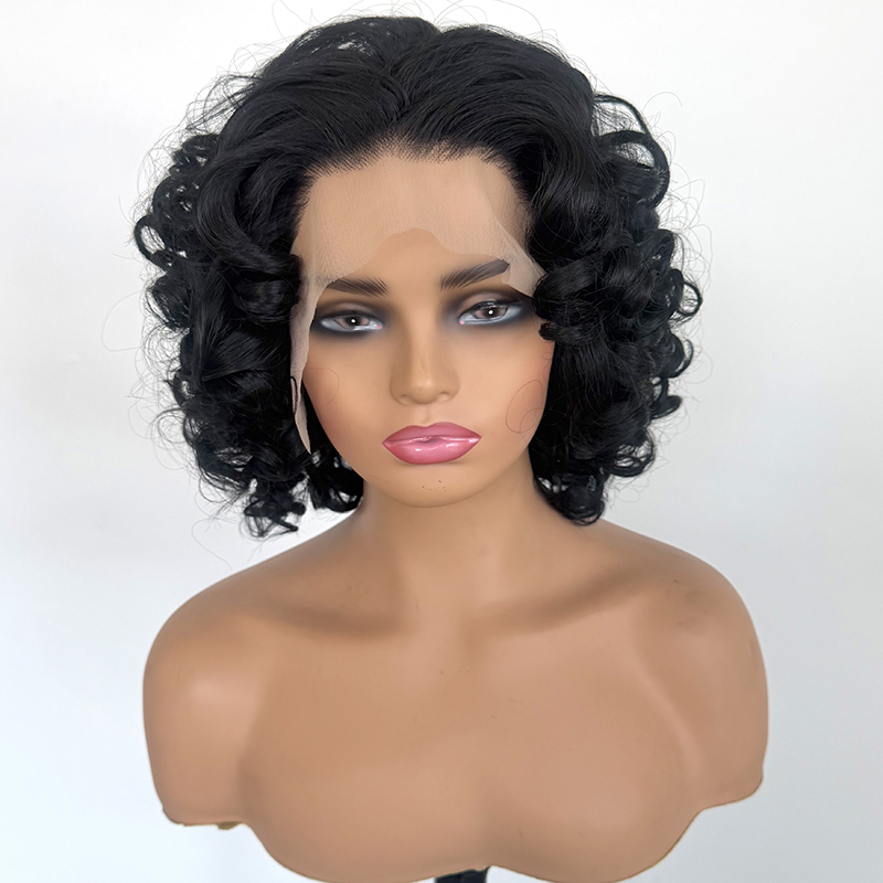 SIMPLE CURLY HAIRSTYLES ON SHORT HAIR! No Salon Simple Wear By Yourself Heat Resistant Fiber Lace Wig