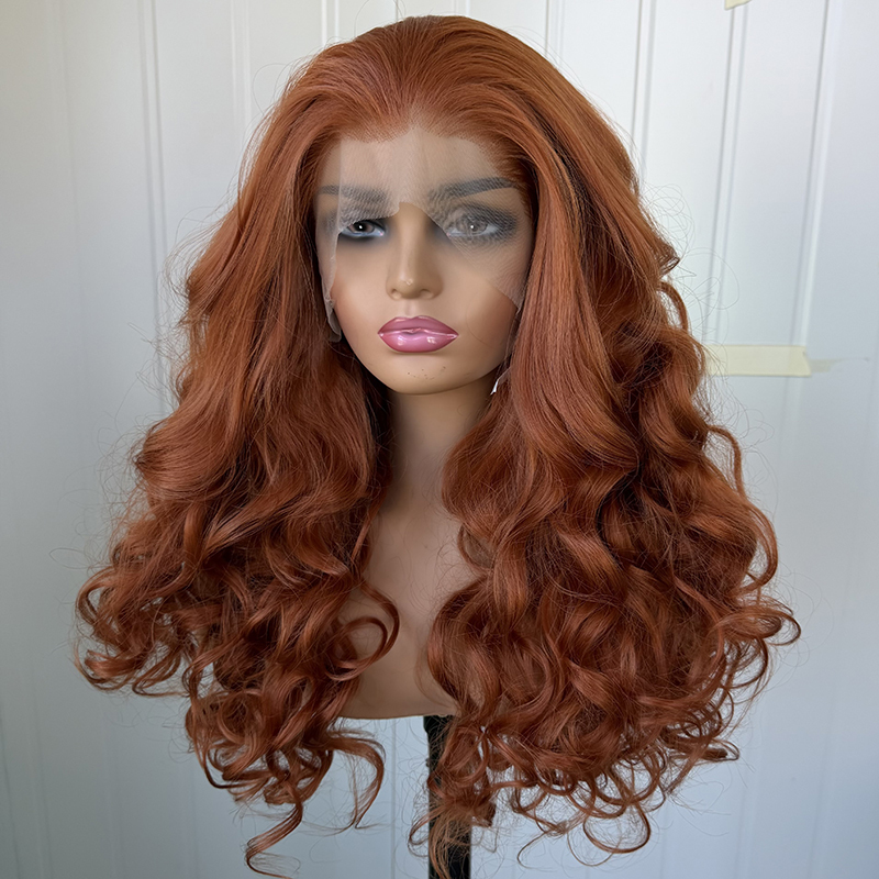 Latisha Wig Ginger Color Permanent Heat Resistant Synthetic 13x4 Lace Wig Futura Fiber 26Inch