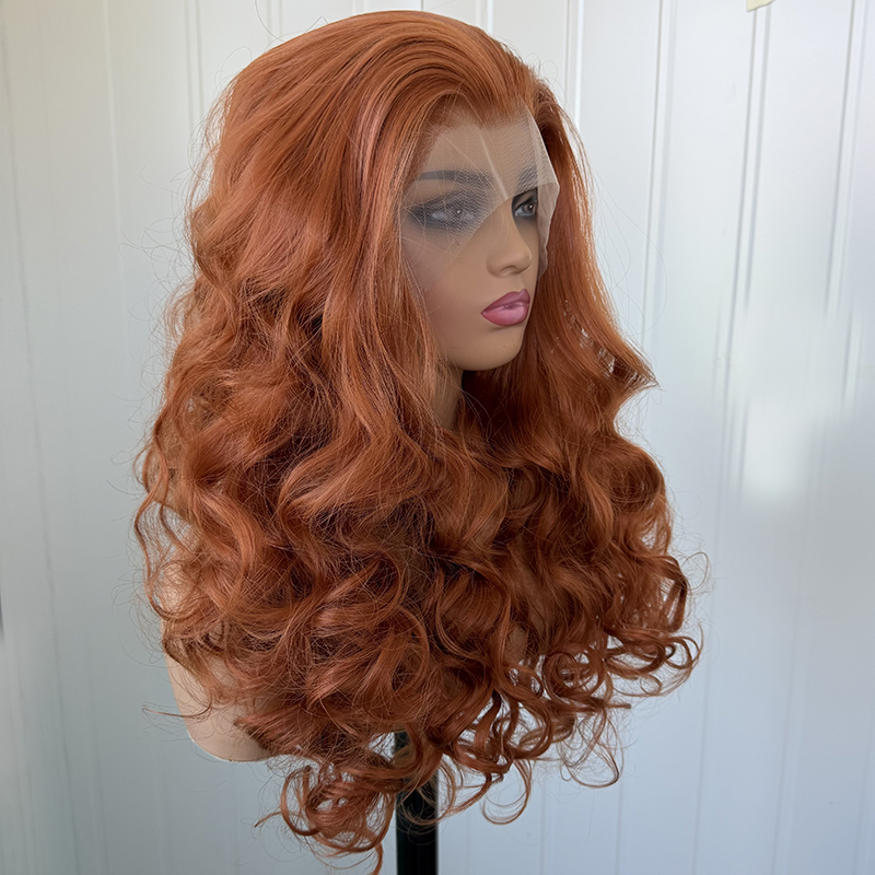 Latisha Wig Ginger Color Permanent Heat Resistant Synthetic 13x4 Lace Wig Futura Fiber 26Inch