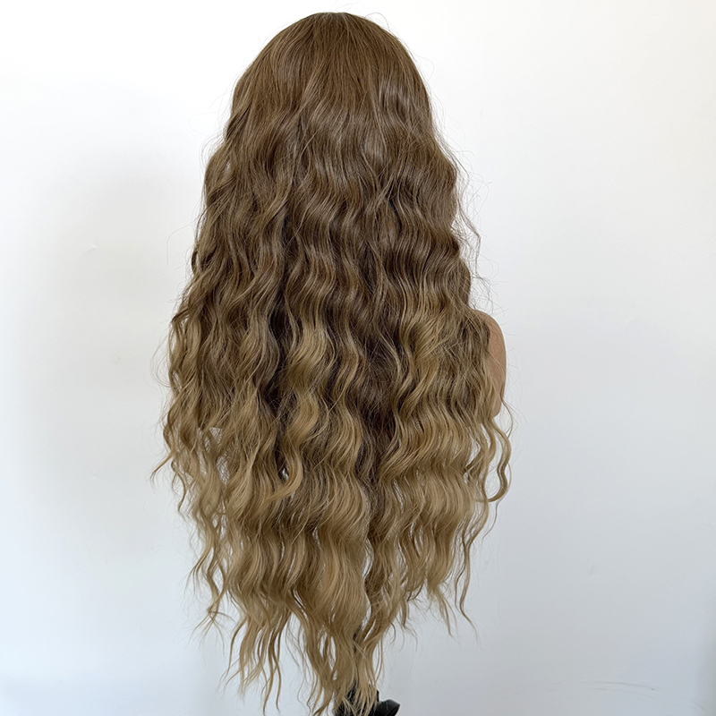Ombre Brown Deep Wave Hairstyle Heat Resistant Fiber 13x4 Synthetic Futura Fiber Wig