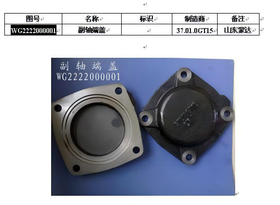 Secondary shaft end cover