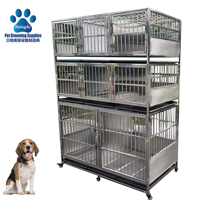 Ligne vétérinaire économique - Banque de cages en acier inoxydable pour soins vétérinaires et toilettage