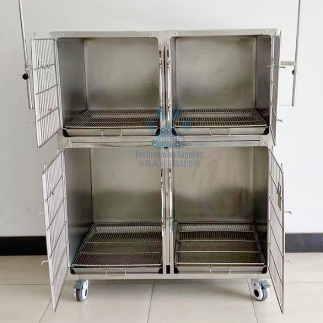Gabbie veterinarie in acciaio inossidabile per ospedale veterinario