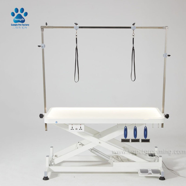 Mesa de aseo para mascotas con luz LED variable y elevación eléctrica