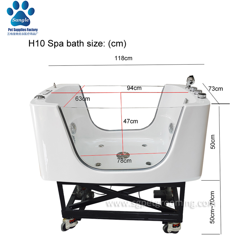 Baignoire spa à l'ozone de 117 cm (46 pouces) à faible profondeur de lavage pour chiens