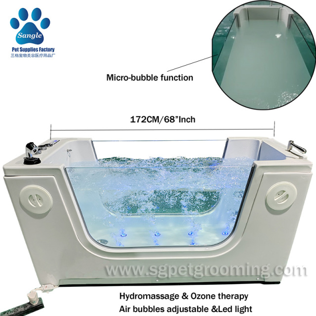 Baignoire spa pour animaux de compagnie à double panneau, à bulles nano et à ozone, 172 cm