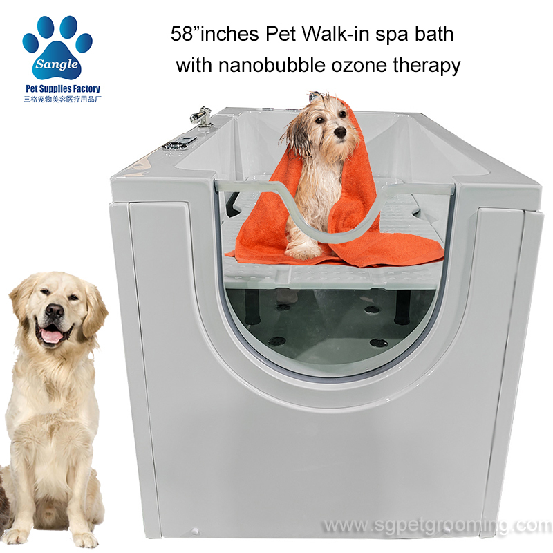 Spa para animais de estimação com entrada livre, ozonizador, microbolhas e termostato, 147 cm (58 polegadas), modelo 2024