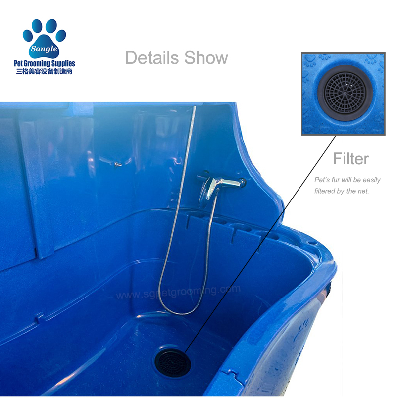 Bañera de plástico para perros con protección contra salpicaduras y elevación, de 58 pulgadas