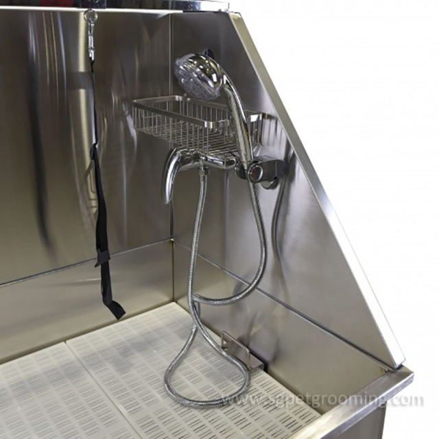 Banheira elétrica elevatória de aço inoxidável para cães, com entrada facilitada de 50 polegadas.