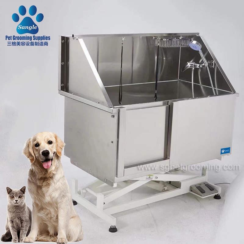 48 Zoll (122 cm) breite, begehbare Hundewaschstation aus Edelstahl mit elektrischer Hebevorrichtung