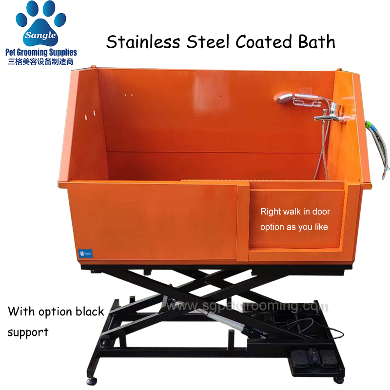 48 Zoll (122 cm) breite, begehbare Hundewaschstation aus Edelstahl mit elektrischer Hebevorrichtung