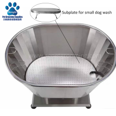 Banheira oval para animais de estimação em aço inoxidável 304 com acabamento em pintura eletrostática.