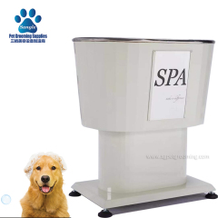 Banheira oval para animais de estimação em aço inoxidável 304 com acabamento em pintura eletrostática.