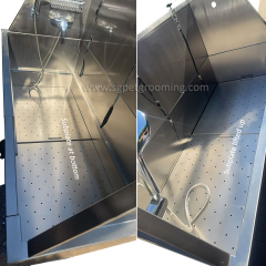 Banheira de aço inoxidável para higiene de cães com rampa