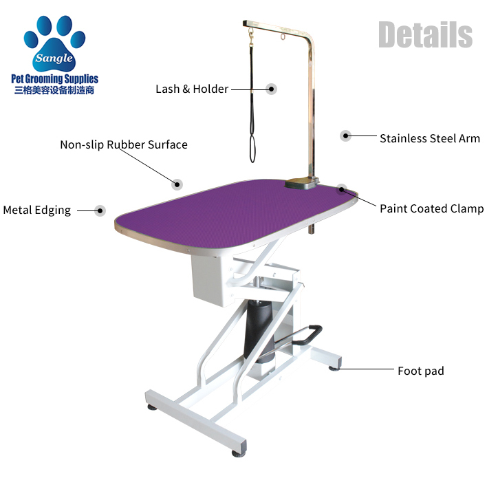Mesa elevatória oval hidráulica para tosa de animais de estimação