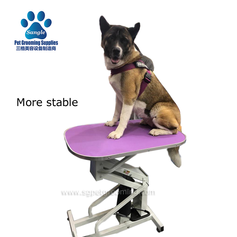 Mesa elevatória oval hidráulica para tosa de animais de estimação