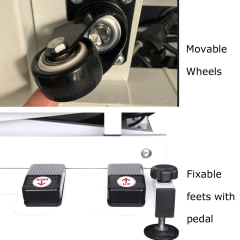 Mesa de tosa elétrica para animais de estimação com luz embutida, rodas e pés de fixação.