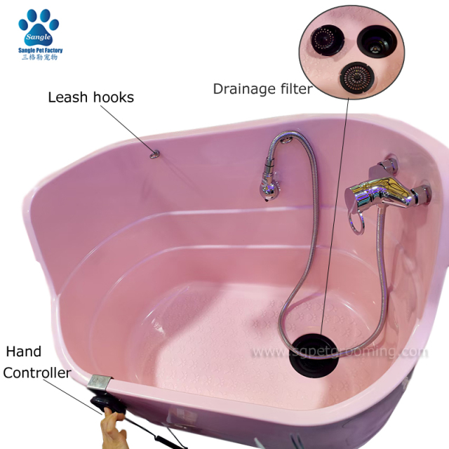 Vasca da bagno per cani con sollevatore in plastica per attività di toelettatura animali domestici