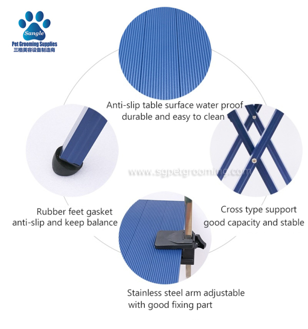 Meja Dandanan Haiwan Peliharaan Kecil Aluminium mudah alih 24 inci