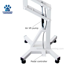 LED 조명이 장착된 에어 리프트 지지대가 있는 원형 애완동물 미용 테이블