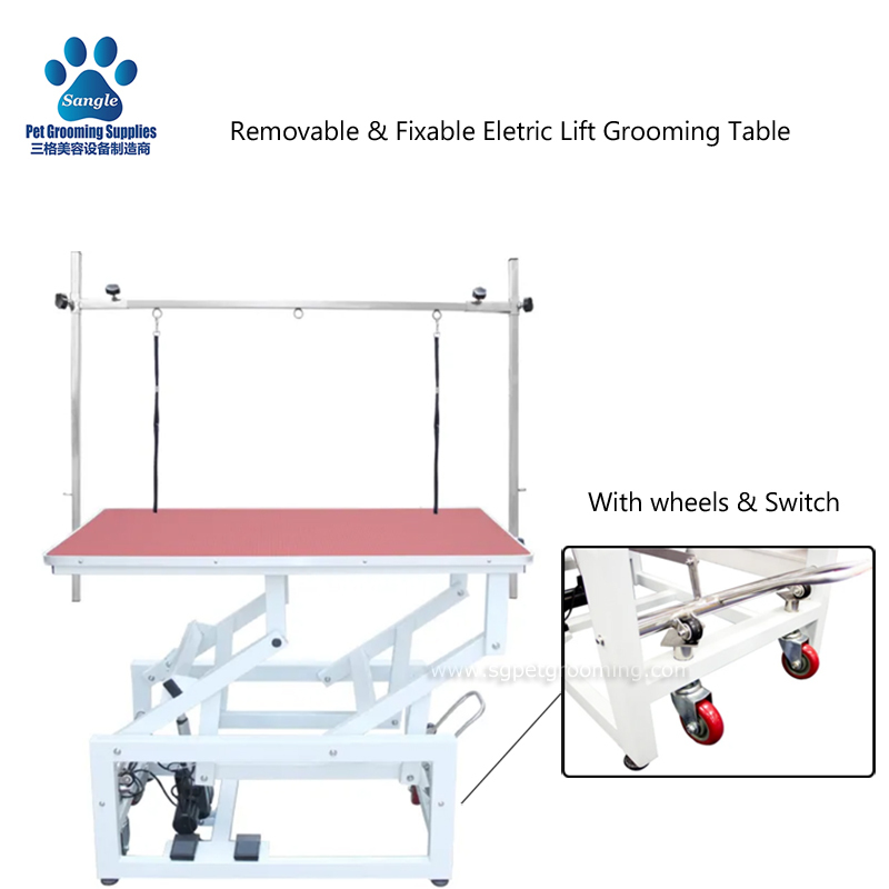 Table de toilettage électrique amovible et fixe de type Z avec roulettes