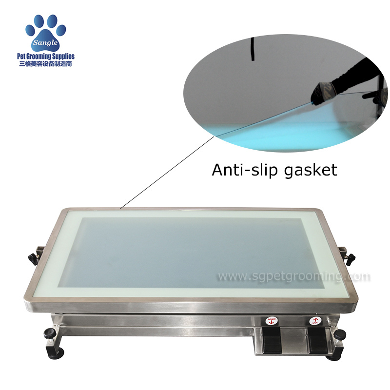 Mesa de tosa elétrica para animais de estimação em aço inoxidável com luz LED