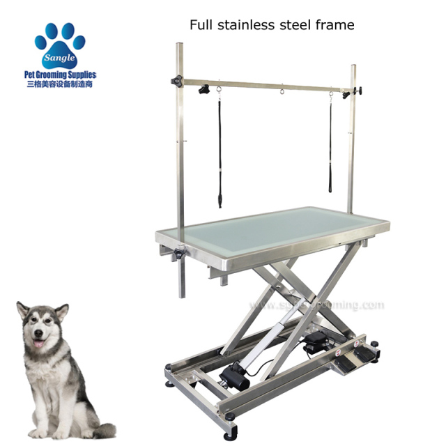 Meja Dandanan Haiwan Peliharaan Elektrik Lampu LED Keluli Tahan Karat