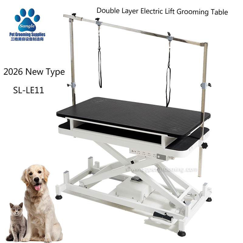 Mesa de tosa elétrica para cães com degrau duplo e altura reduzida