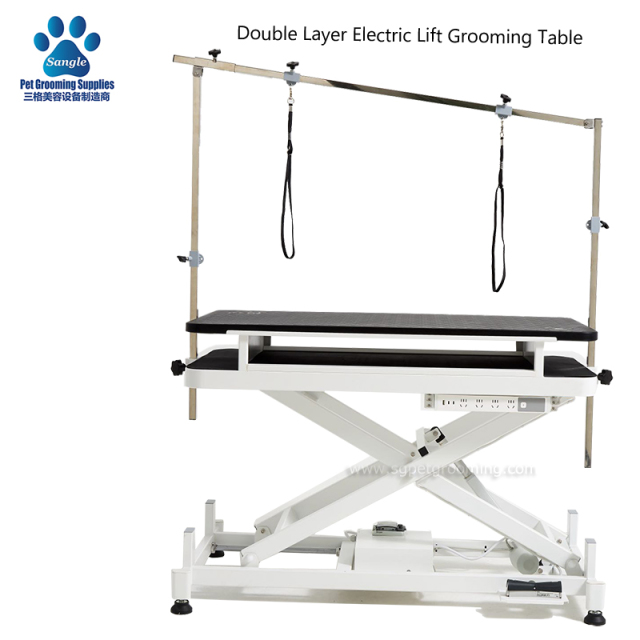 이중 구조 저단형 전동 애견 미용 테이블