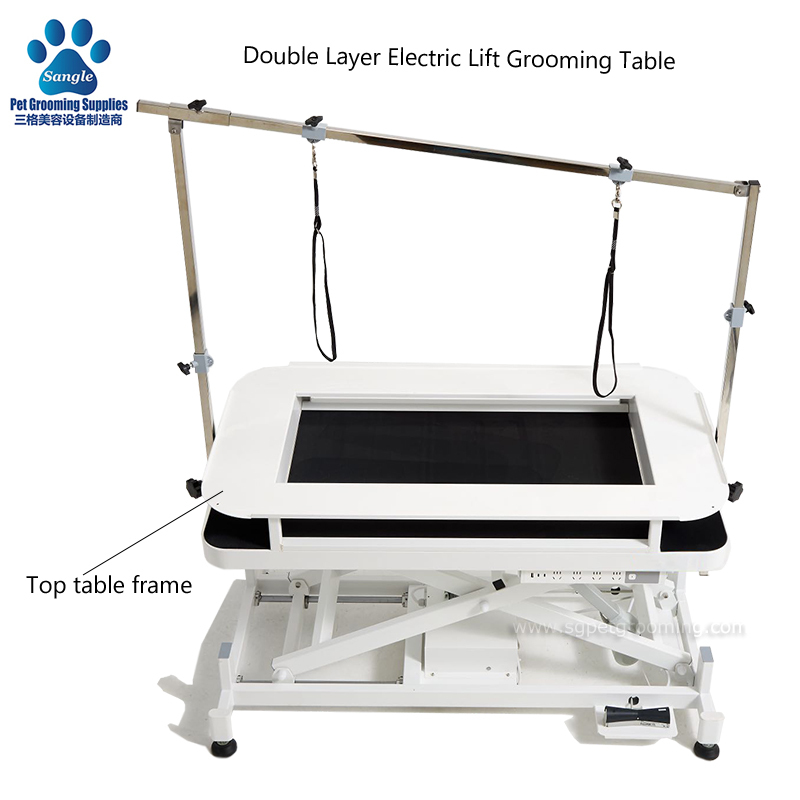 Mesa de tosa elétrica para cães com degrau duplo e altura reduzida