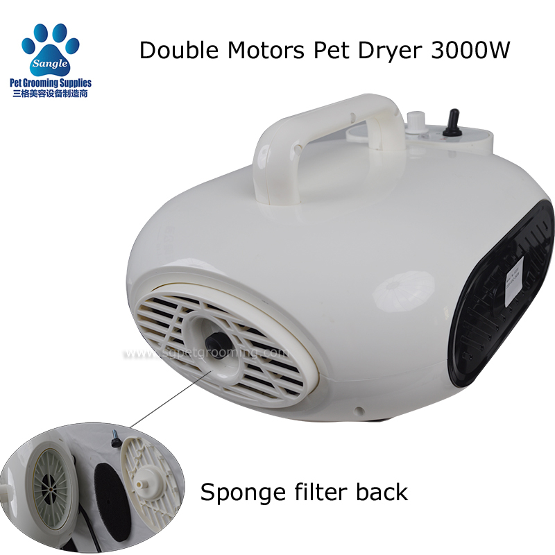 Secador de pelos padrão para animais de estimação, 3000 W, com motor duplo e proteção contra altas temperaturas.