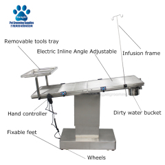 Mesa cirúrgica veterinária com placa de grade e elevador elétrico